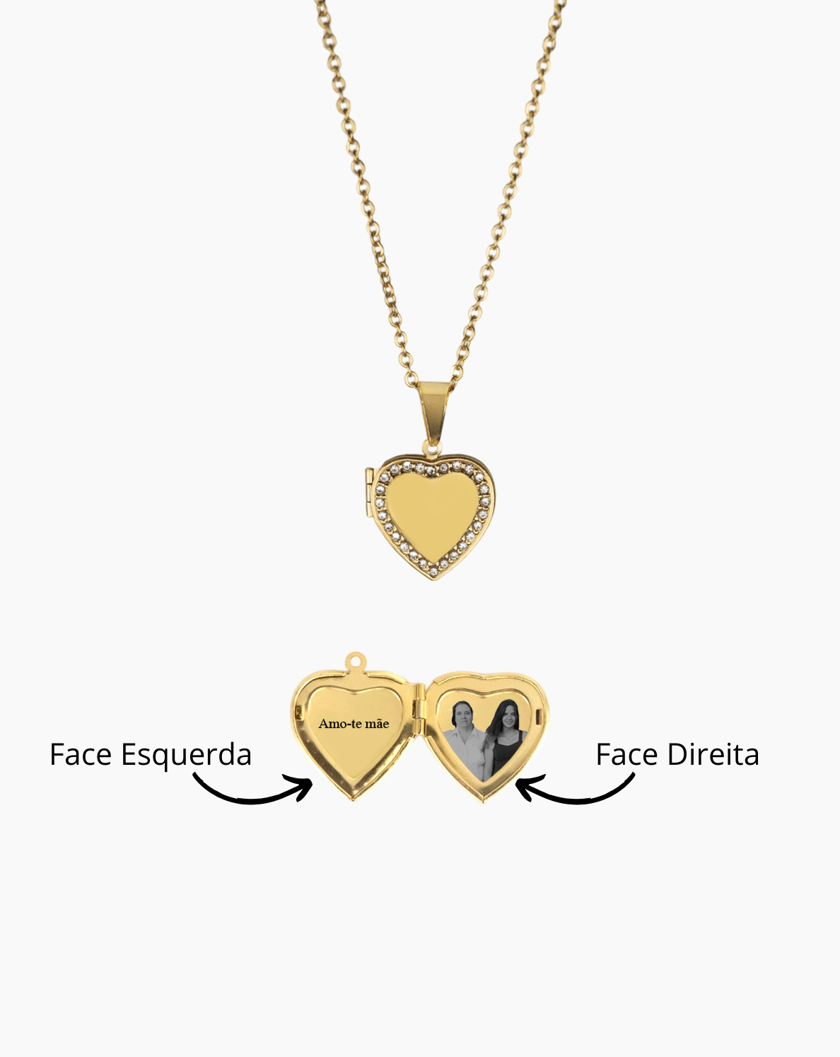 Relicário Personalizado Coração Brilho