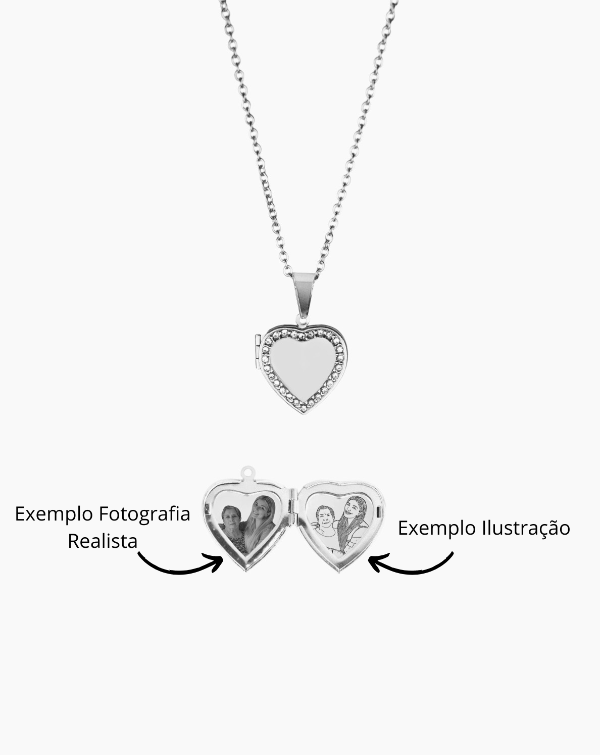 Relicário Personalizado Coração Brilho