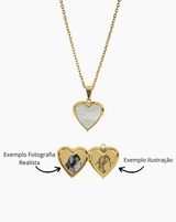 Relicário Personalizado Coração Madrepérola