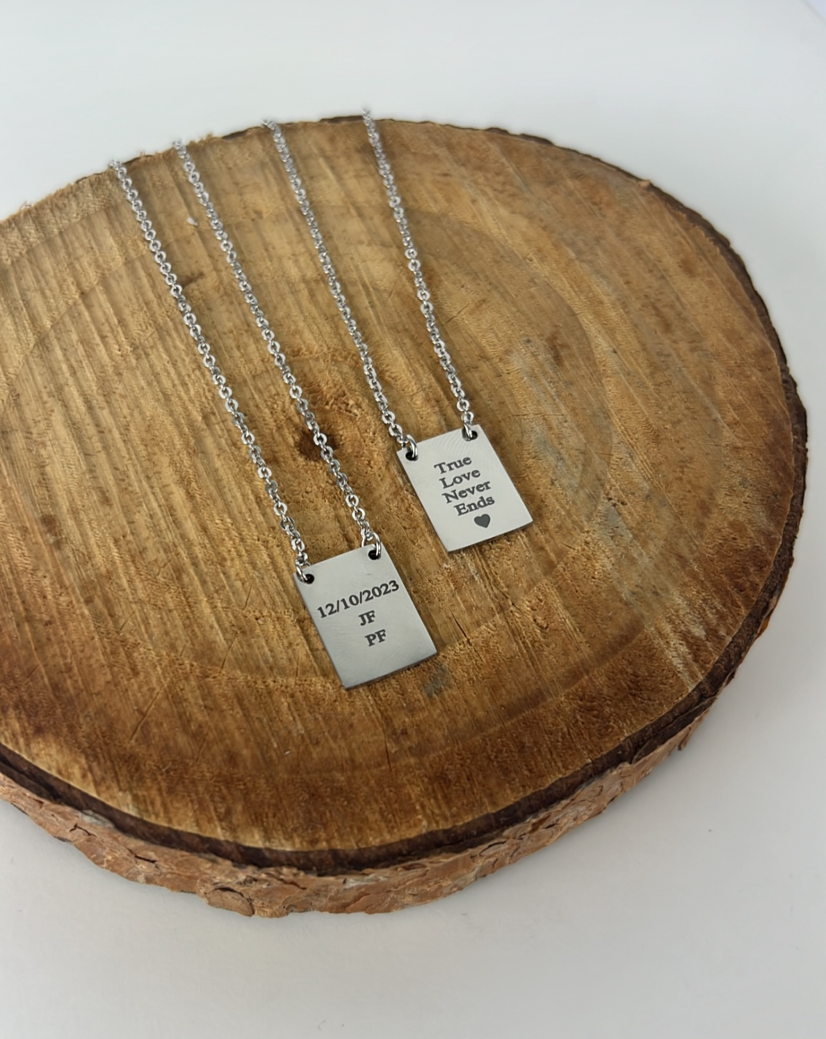 Escapulário personalizado com gravação de fotografia e texto em aço inoxidável