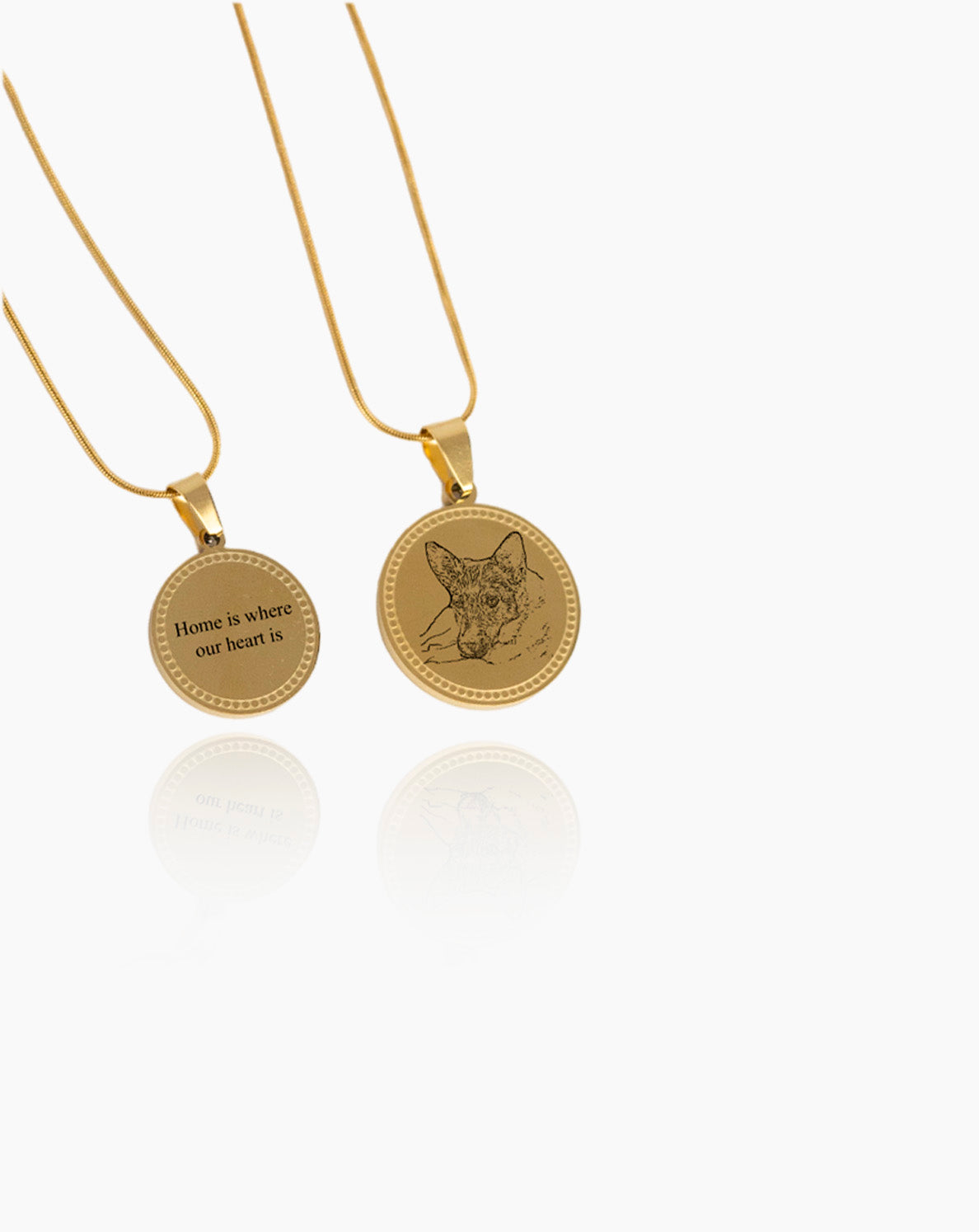 Colar personalizado circular com rebordo em aço inoxidável, para gravação a laser de fotografia ou texto