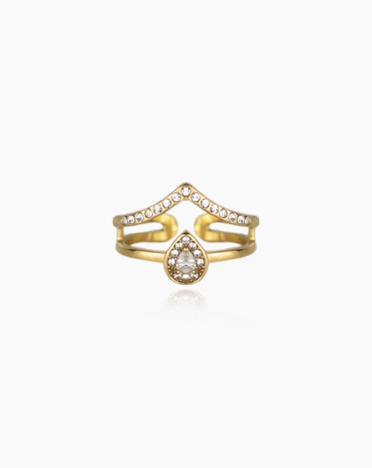 Anel Queen com design de tiara e zircónias