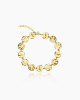 Pulseira dourada com elos redondos texturizados – modelo Medalhas da Minimal Wings