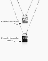 Escapulário personalizado com gravação de fotografia e texto em aço inoxidável