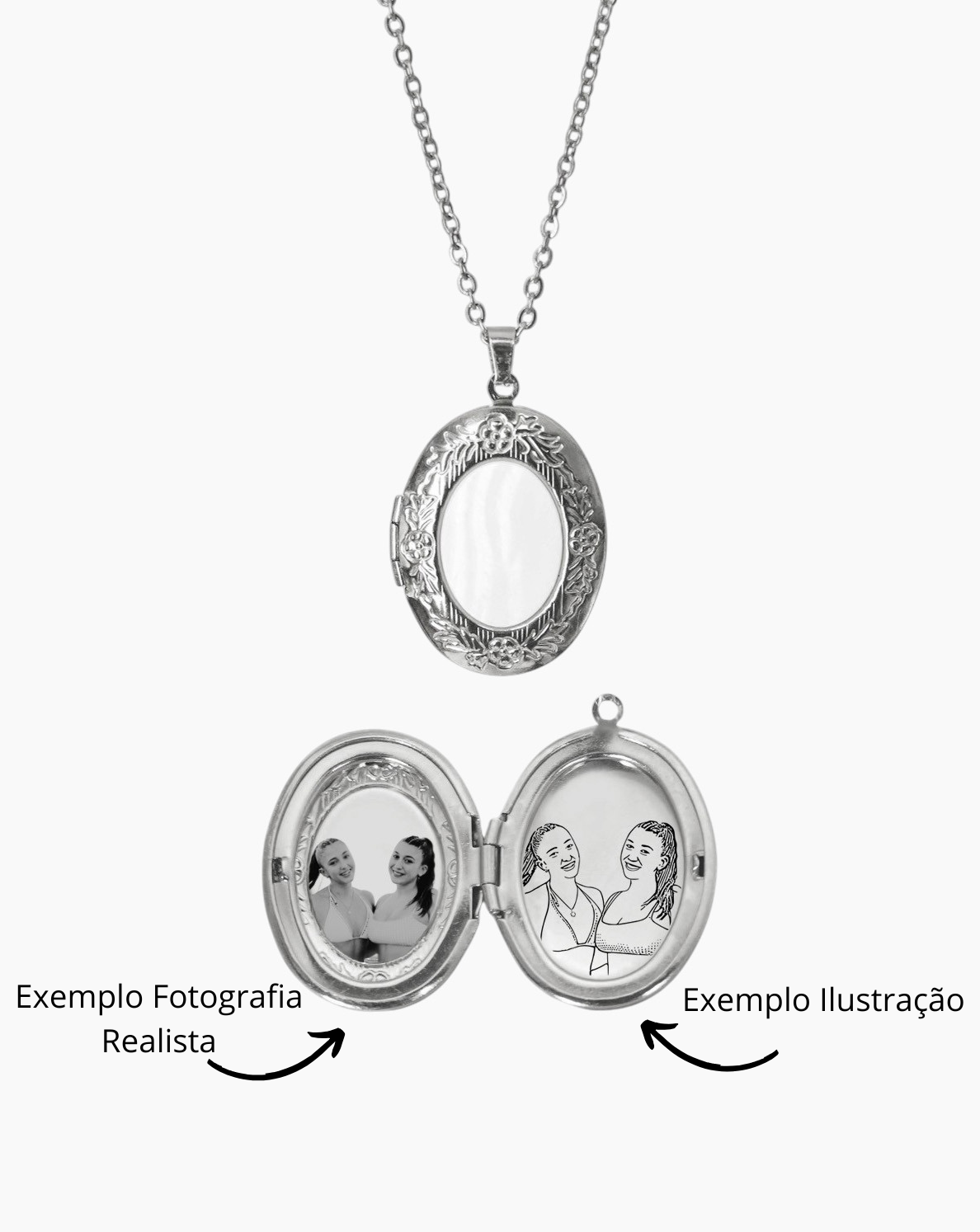 Relicário Personalizado Oval Madrepérola