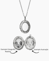 Relicário Personalizado Oval Madrepérola