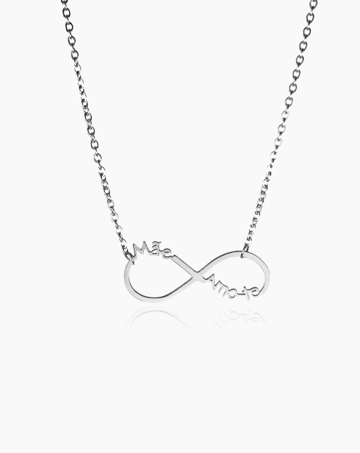 Colar em aço inoxidável com dedicatória "mãe amo-te"