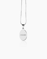 Colar personalizado oval com gravação a laser de fotografia, texto ou caligrafia
