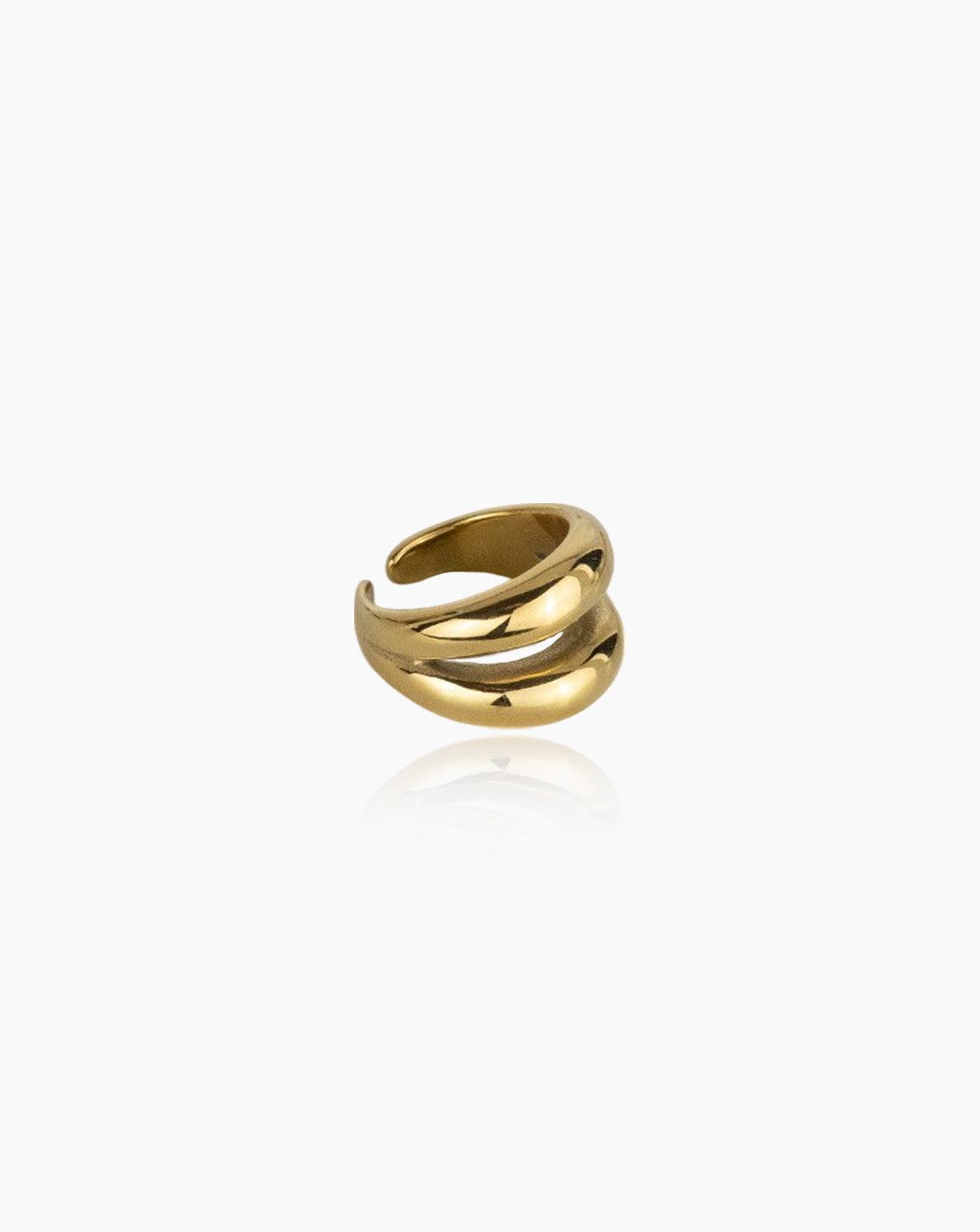 Anel Velvet dourado ondulado ajustável em aço inoxidável