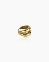 Anel Velvet dourado ondulado ajustável em aço inoxidável