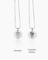 Colar personalizado circular em aço inoxidável com gravação de fotografia ou texto