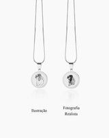 Colar personalizado circular com rebordo em aço inoxidável, para gravação a laser de fotografia ou texto