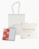 Kit Dia da Mãe com caixa com flores, cartão e saco